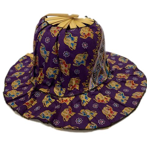 Purple Elephants Bamboo Folding Fan Hat Etsy