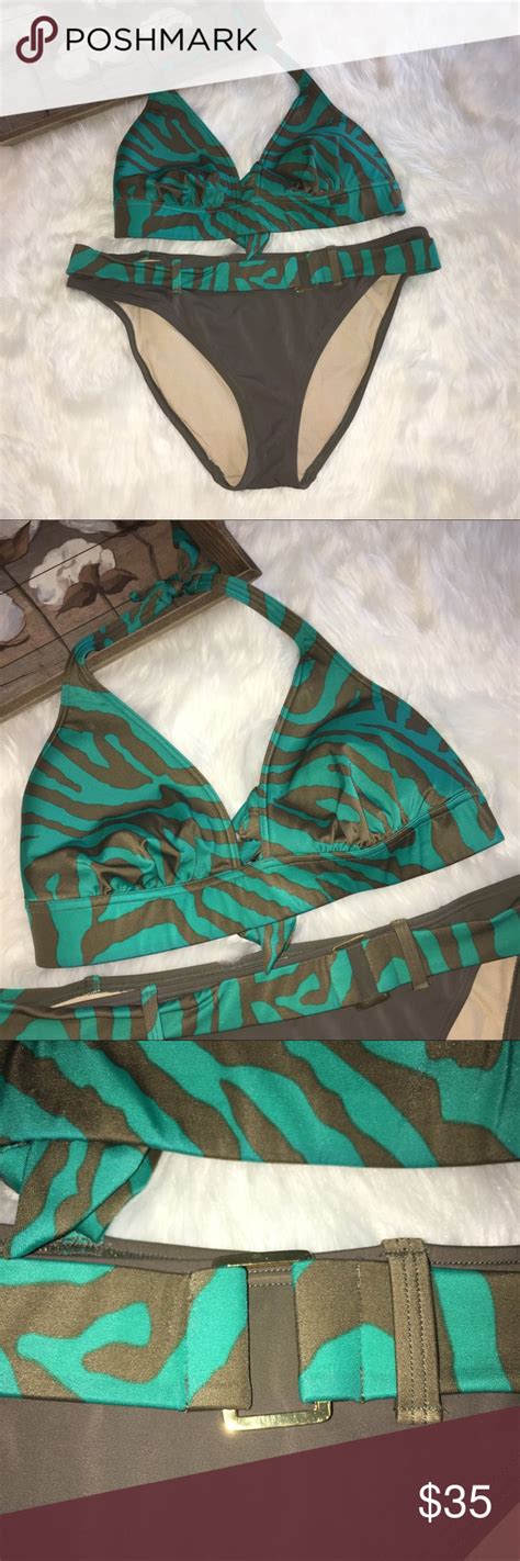 Victoria S Secret Sea Green Zebra Bikini Swim Suit Super Chic And