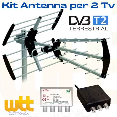 Antenna Kit Tv Digitale Terrestre Esterna Alto Guadagno Uhf Dvb T