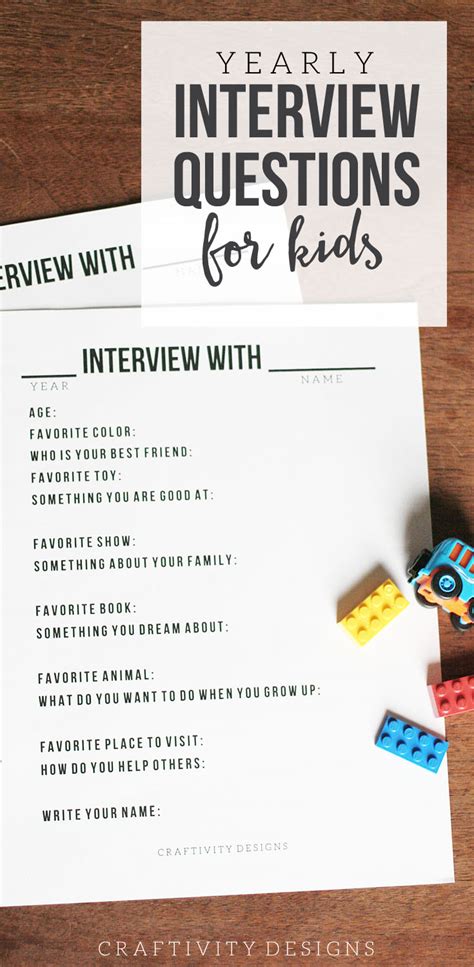 Yearly Interview Questions for Kids – Craftivity Designs