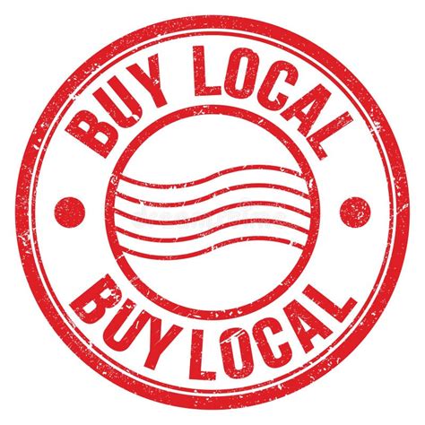 Buy Local Text Written On Red Round Postal Stamp Sign Stock