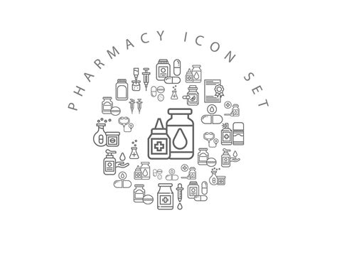 Pharmacy Icon Set On White Background Vector Art At Vecteezy