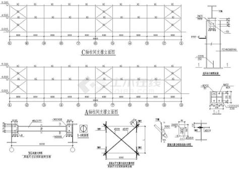 某钢结构厂房结构全套设计cad施工图纸土木在线