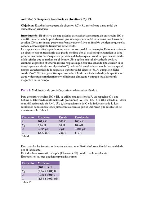 Solution Respuesta Transitoria En Circuitos Rc Y Rl Studypool