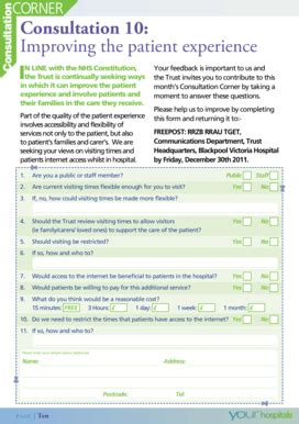 Fillable Online Bfwh Nhs Consultation 10 Blackpool Fylde And Wyre