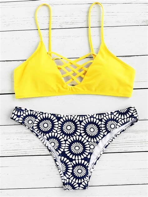 Shop Criss Cross Front Mix Match Bikini Set Online SheIn Offers