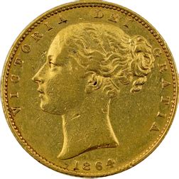 Pre Owned 1864 London Mint DN 41 Victorian Shield Full Sovereign Gold