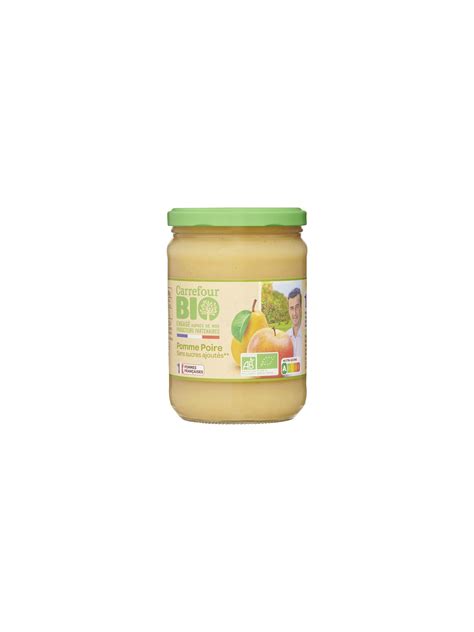 Compote de Pomme Poire Sans Sucres Ajoutés CARREFOUR BIO