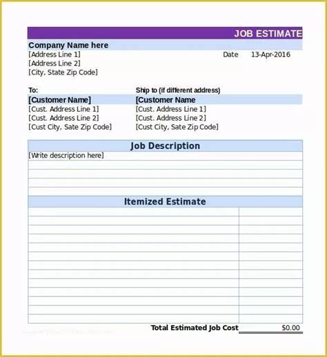 Free Estimate Template Excel For Flooring