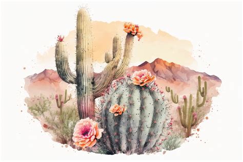 Water Color Cactus Desert Digital Wall Art - Etsy