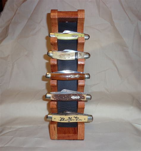 Classic V Oak Knife Display Stand For Regular Pocket Knives Etsy