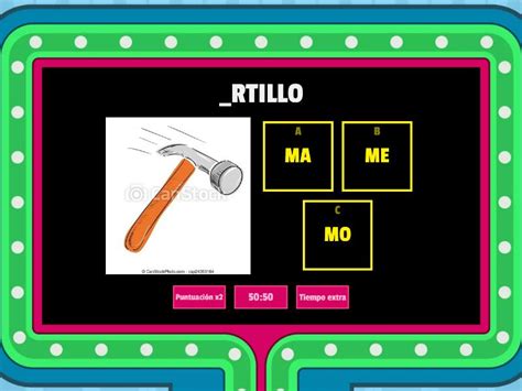 Agrega La Silaba Que Falta Gameshow Quiz