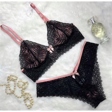 Conjunto De Lingerie Calcinha E Suti Sem Bojo Renda Diversas Cores