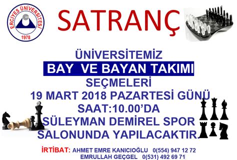 Üniversitemiz Bay Ve Bayan Satranç Takımı Seçmeleri