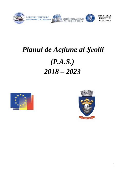 PDF Planul de Acţiune al Şcolii P A S 2018 2023 2019 09 26