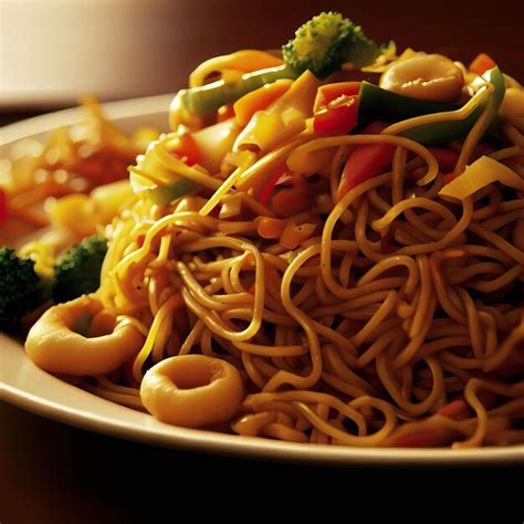 Premium AI Image | Cooked noodles with vegetables in a dish on the ...