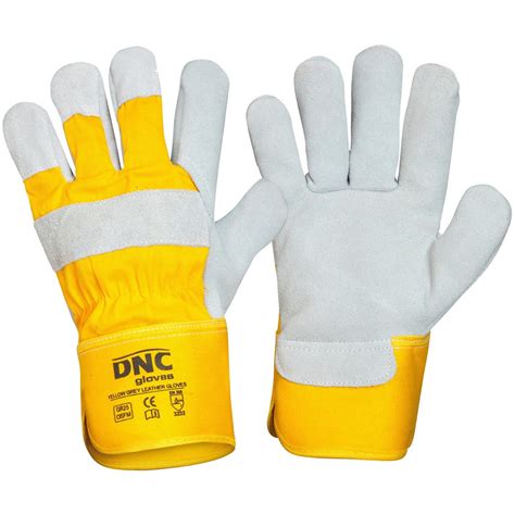 Dnc Yellow Premium Grey Leather Glove Gr25 Allworkwear