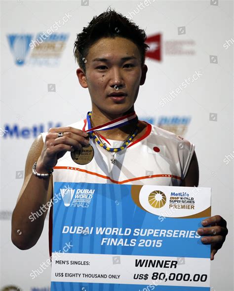 Kento Momota Japan Celebrates After Winning Editorial Stock Photo