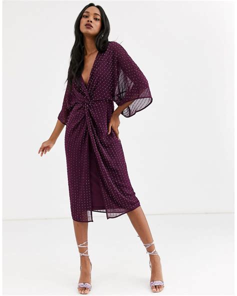 Asos Kimono Midi Dress In Purple Lyst