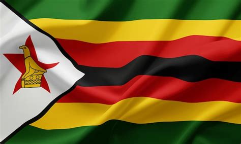 Premium Photo Closeup Waving Flag Of Zimbabwe