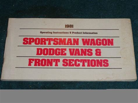 Purchase Dodge Van Owner S Manual Original Guide Book In