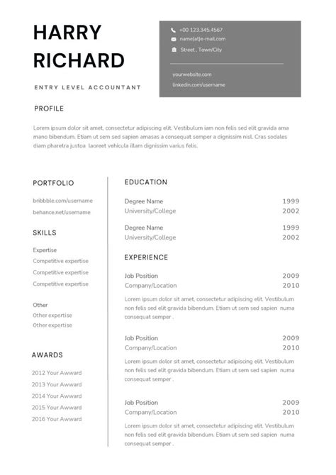 Free Entry Level Accountant Resume Template With Example For Job Seeker