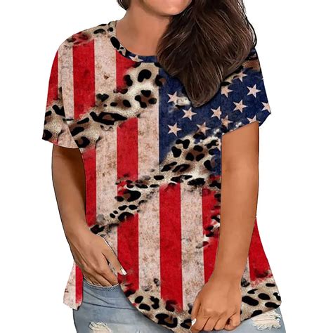 AOOCHASLIY American Flag Star Women Tops Plus Size Tops For Women