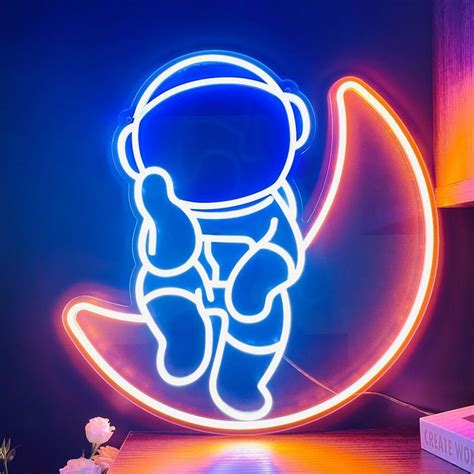 Astronaut On The Moon Neon Light Sign Astronaut Led Neon Signs