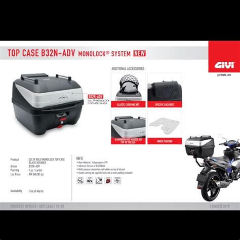 GIVI BOX 32 LITER BOLD MONOLOCK TOP CASE ADVANCE TECH Shopee Malaysia