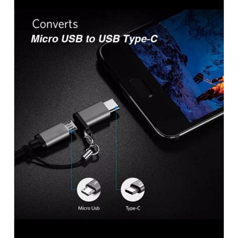 Jual Converter Micro Usb To Tipe C Plus Gantungan Premium Adaptor Micro