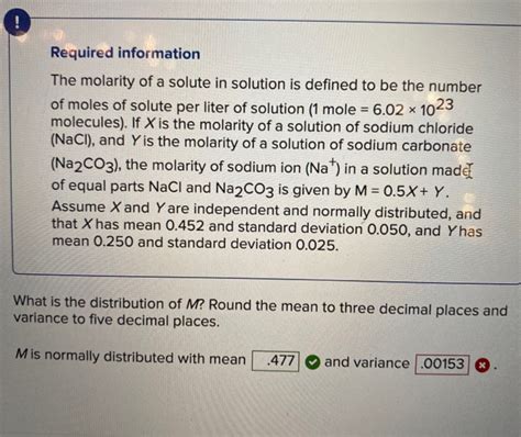 Solved Required Information The Molarity Of A Solute In Chegg