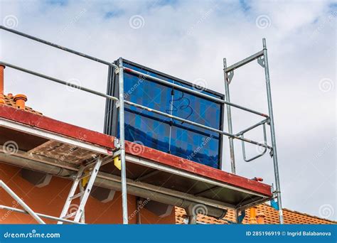 Installing Solar Panels on a Roof. Solar Panels on Roof Stock Image ...