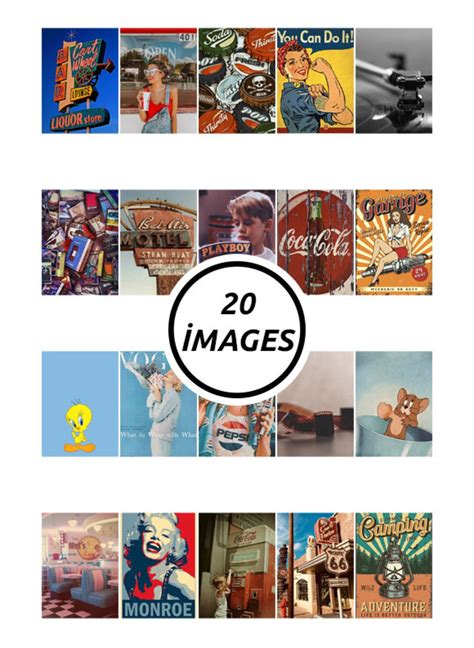 20 Vintage Retro Wall Collage Kit, Retro Wall Collage Kit, Retro ...