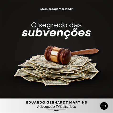 O Que Significa Subvenções - O segredo das Subvenções: - Eduardo Gerhardt Martins