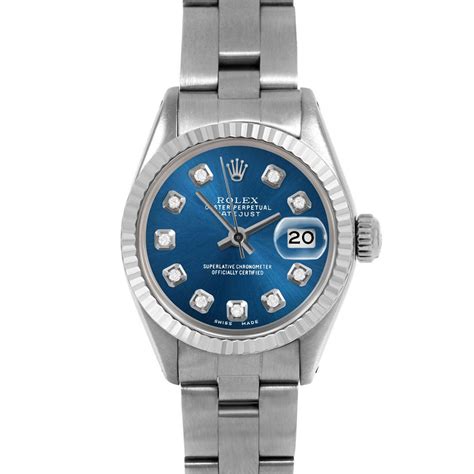 Rolex Datejust 6917 Custom Blue Diamond Dial Jubilee Band Fluted Bezel