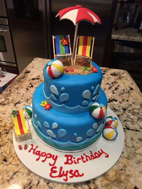 Pool Party Cake Beach Party Cake Beachball Luau Cake Pool Birthday