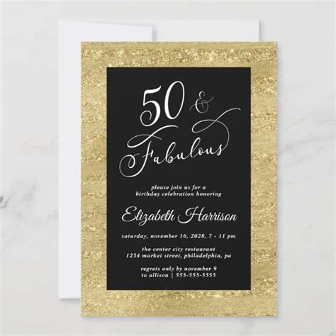 Elegant Gold Black 50th Birthday Party Invitation Zazzle