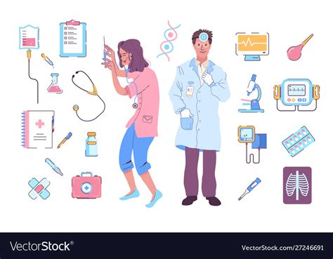 Medical set nurse and doctor hospital equipment Vector Image