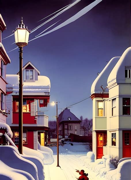 Premium Photo | Beautiful small town, houses and buildings, winter ...