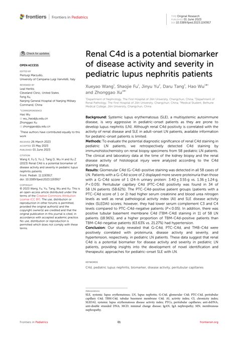 Pdf Renal C D Is A Potential Biomarker Of Disease Activity And