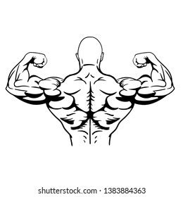 Bodybuilder Showing His Biceps On Back Stock Vector Royalty Free