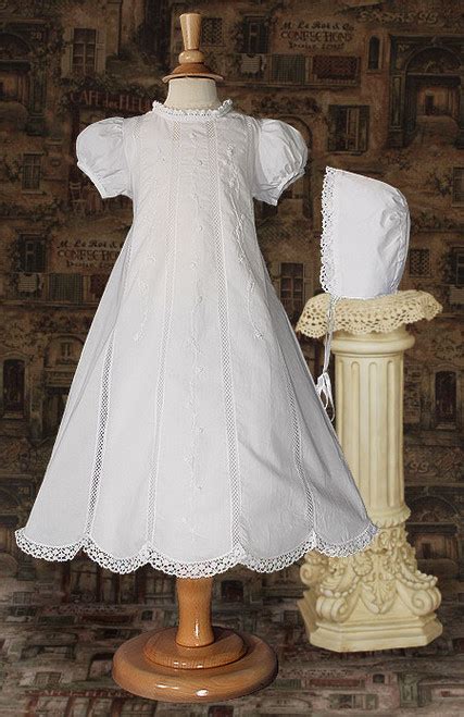 25 Polycotton Baptismal Gown With Lace Trim