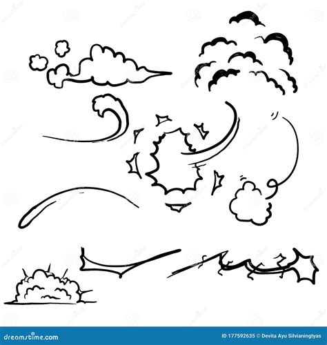 Doodle Comic Energy Explosion Cartoon Flame Smoke Cloud Speed Hit Vfx