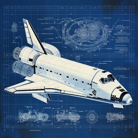 Exploring the Cosmos NASA's Space Shuttle Blueprints Unveiled on a Blue ...