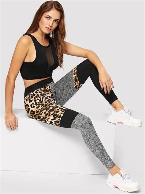 Color Block Leopard Print Leggings Gagodeal Solid Leggings Leggings Sale Best Leggings