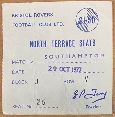 BRISTOL ROVERS MATCH TICKETS | MATCH WORN FOOTBALL SHIRTS VINTAGE TICKETS MEMORABILIA