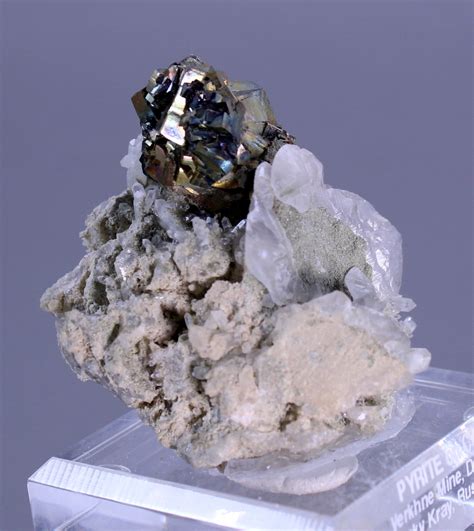 Pyrite On Calcite With Quartz Geokrazy Minerals