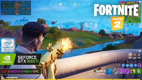 Fortnite GTX 1660 Ti I3 9100F Low Medium High Epic 1080p FPS