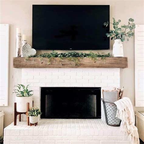 Garden Inspired Painted Brick Fireplace With Greenery Soul Lane