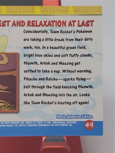 Rest And Relaxation At Last Topps Pokemon Card Pikachus Vacation 49